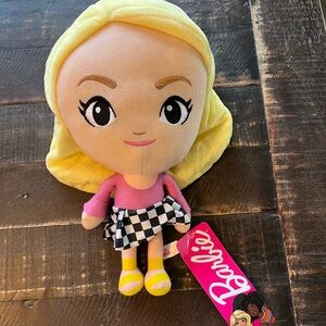 Barbie Plush Doll Pink Outfit with Yellow Hair and Checkered Skirt
